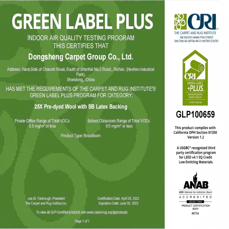 Certified by the International Carpet Association (CRI)